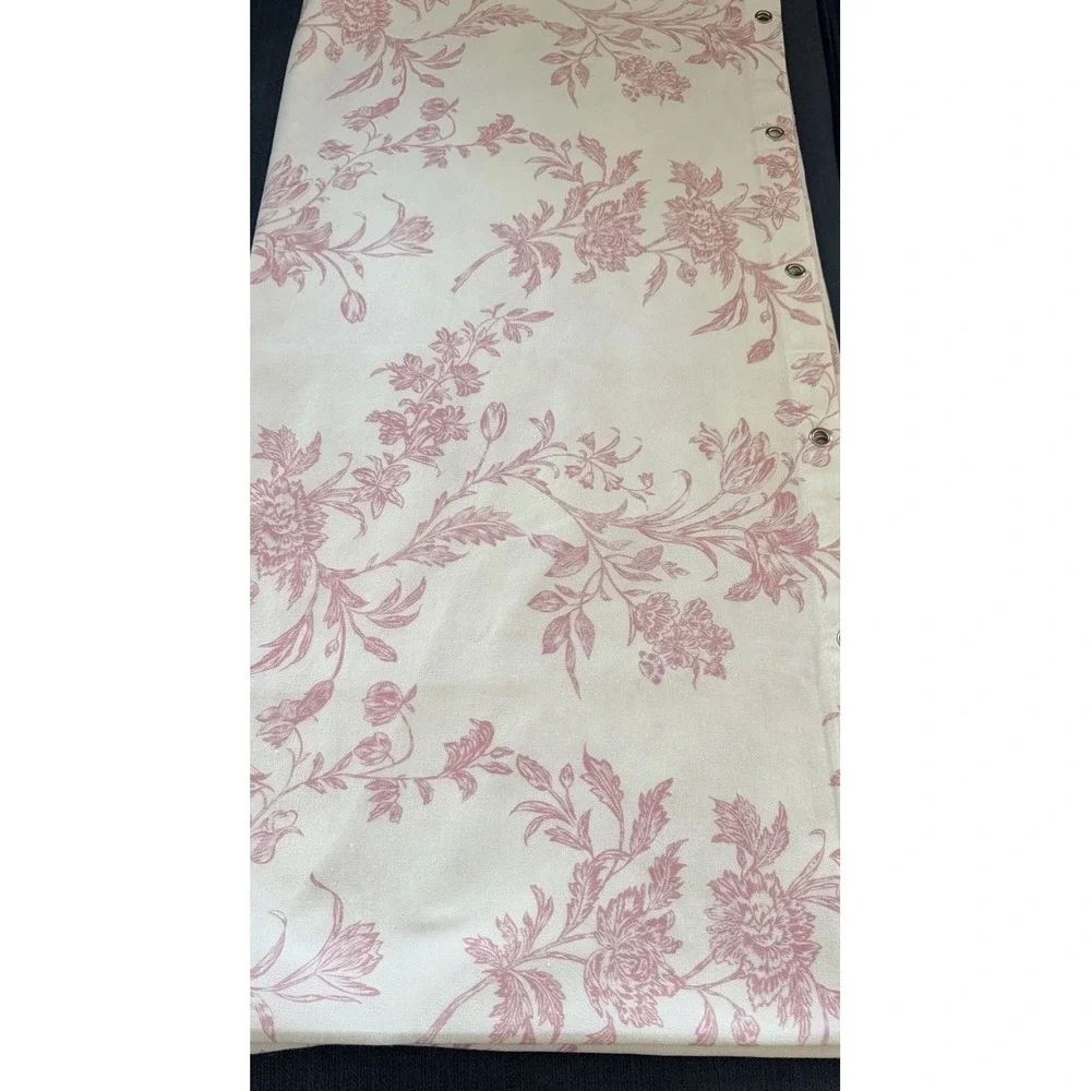 Pink Floral Toile Botanical Fabric Shower Curtain White 72 X 72 Toile De Jouy